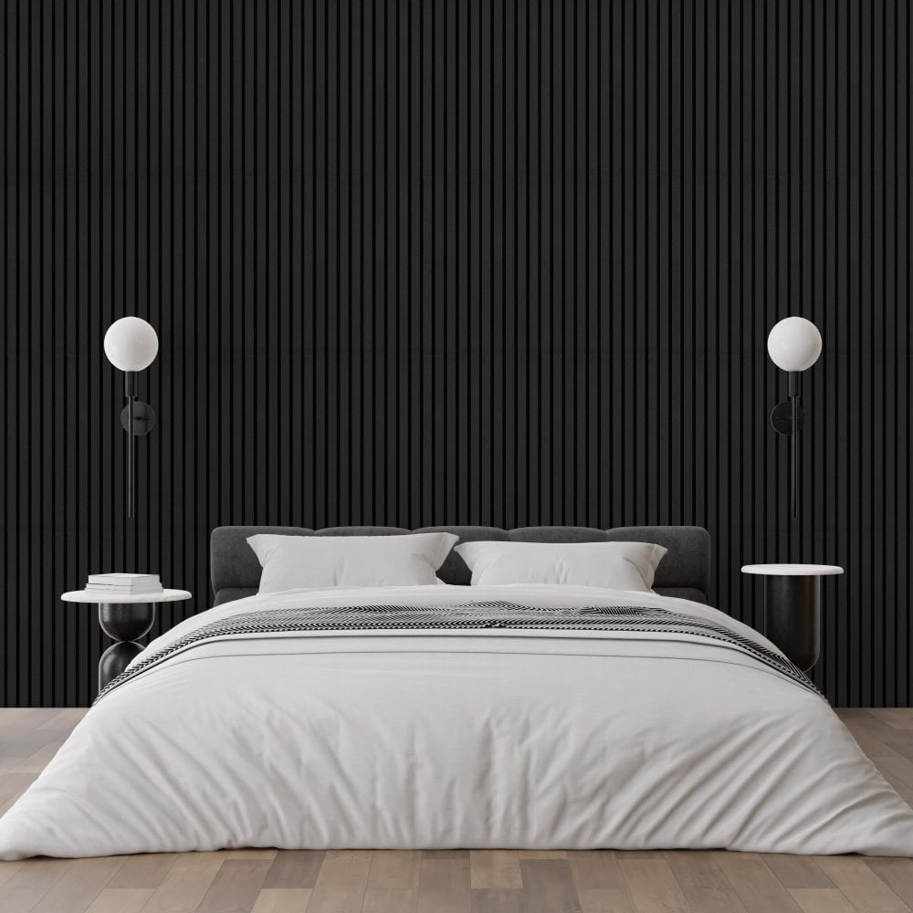 Dark Grey Premium Decorative Acoustic Slat Wall Panel - 2400mm x 600mm
