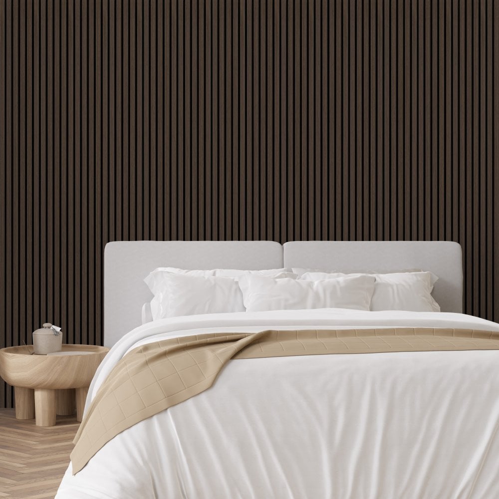 Dark Oak Premium Decorative Acoustic Slat Wall Panel - 2400mm x 600mm