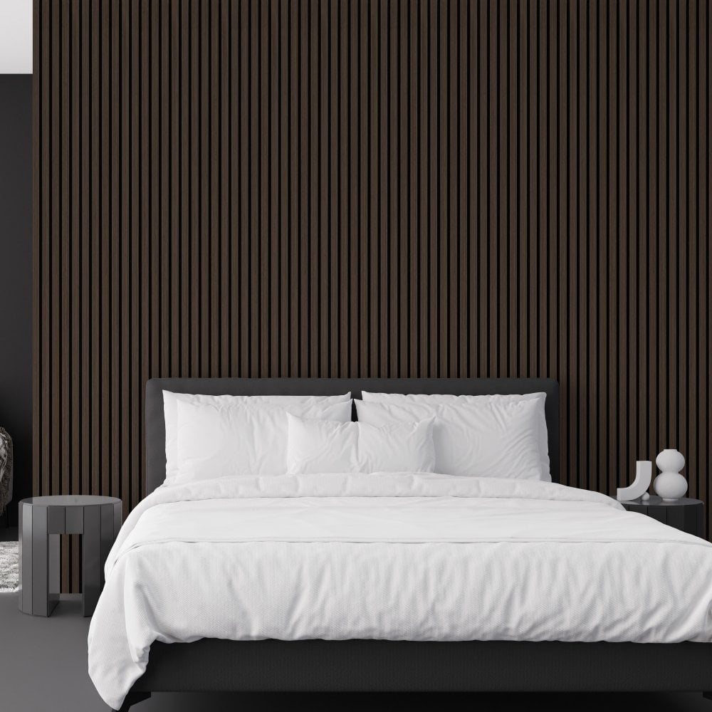 Dark Oak Premium Decorative Acoustic Slat Wall Panel - 2400mm x 600mm