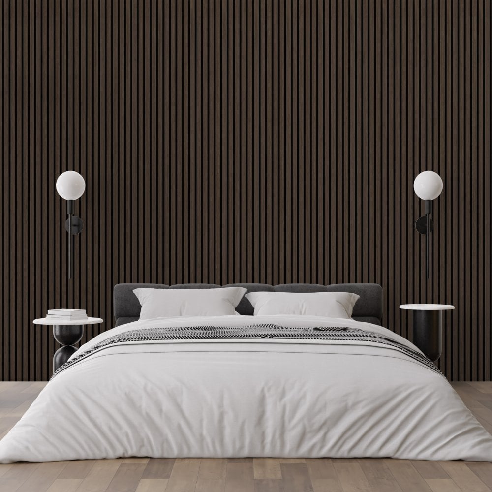 Dark Oak Premium Decorative Acoustic Slat Wall Panel - 2400mm x 600mm
