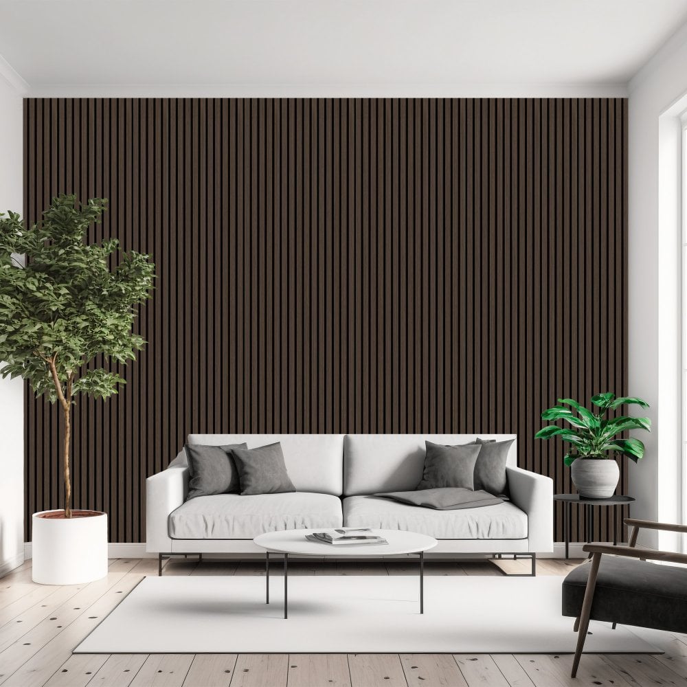 Dark Oak Premium Decorative Acoustic Slat Wall Panel - 2400mm x 600mm
