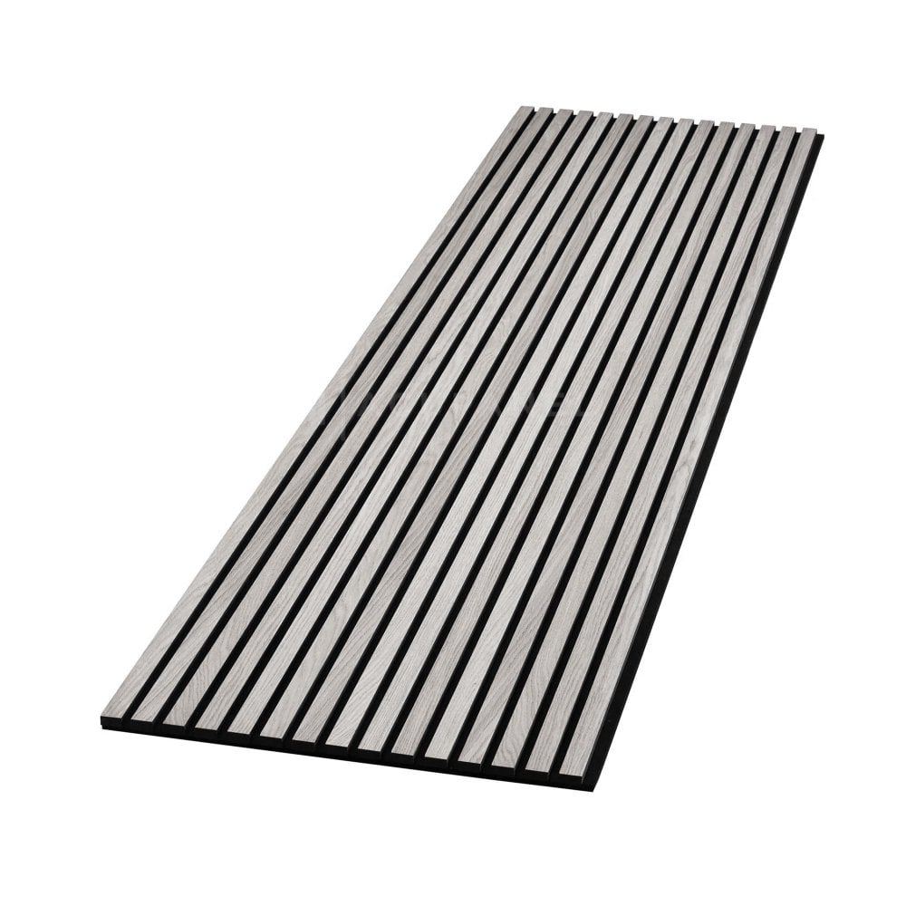Light Grey Premium Decorative Acoustic Slat Wall Panel - 2400mm x 600mm