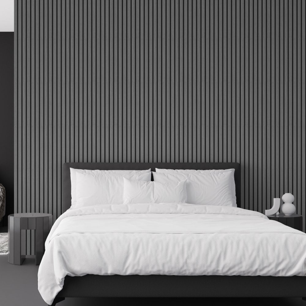 Light Grey Premium Decorative Acoustic Slat Wall Panel - 2400mm x 600mm