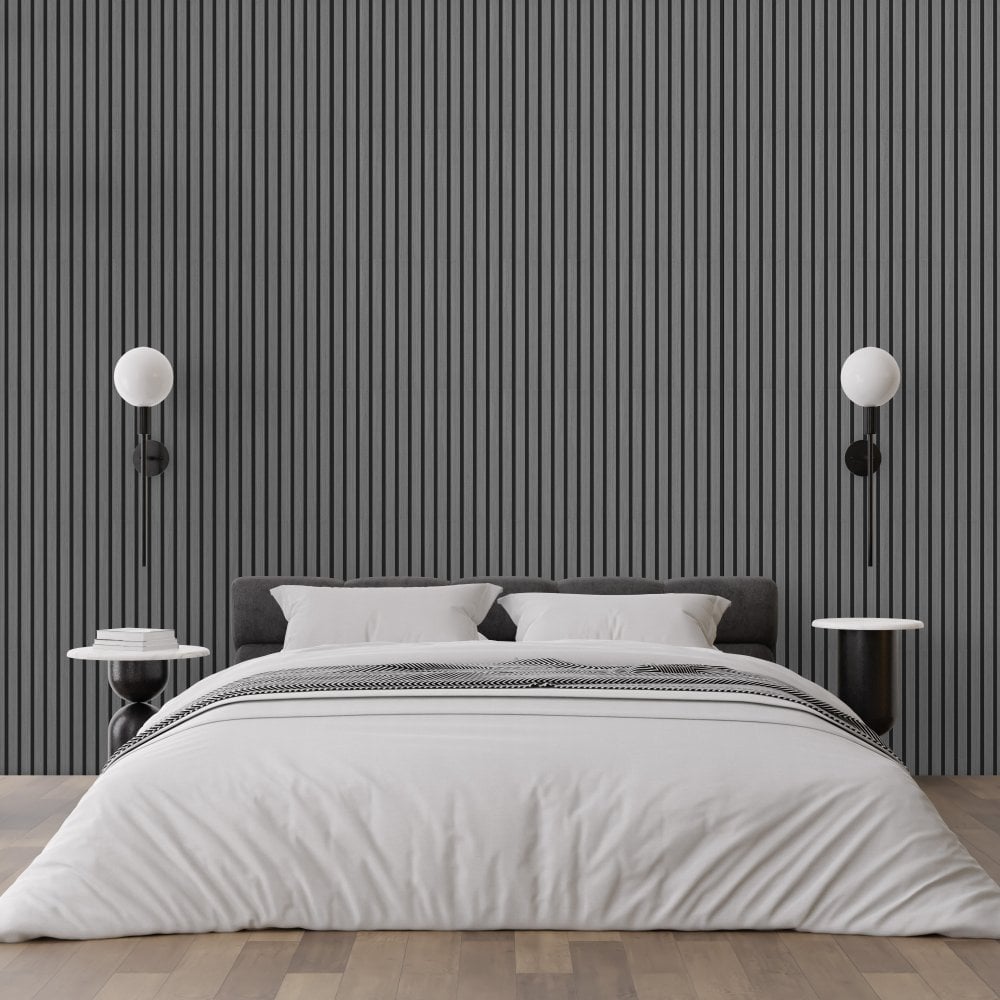 Light Grey Premium Decorative Acoustic Slat Wall Panel - 2400mm x 600mm