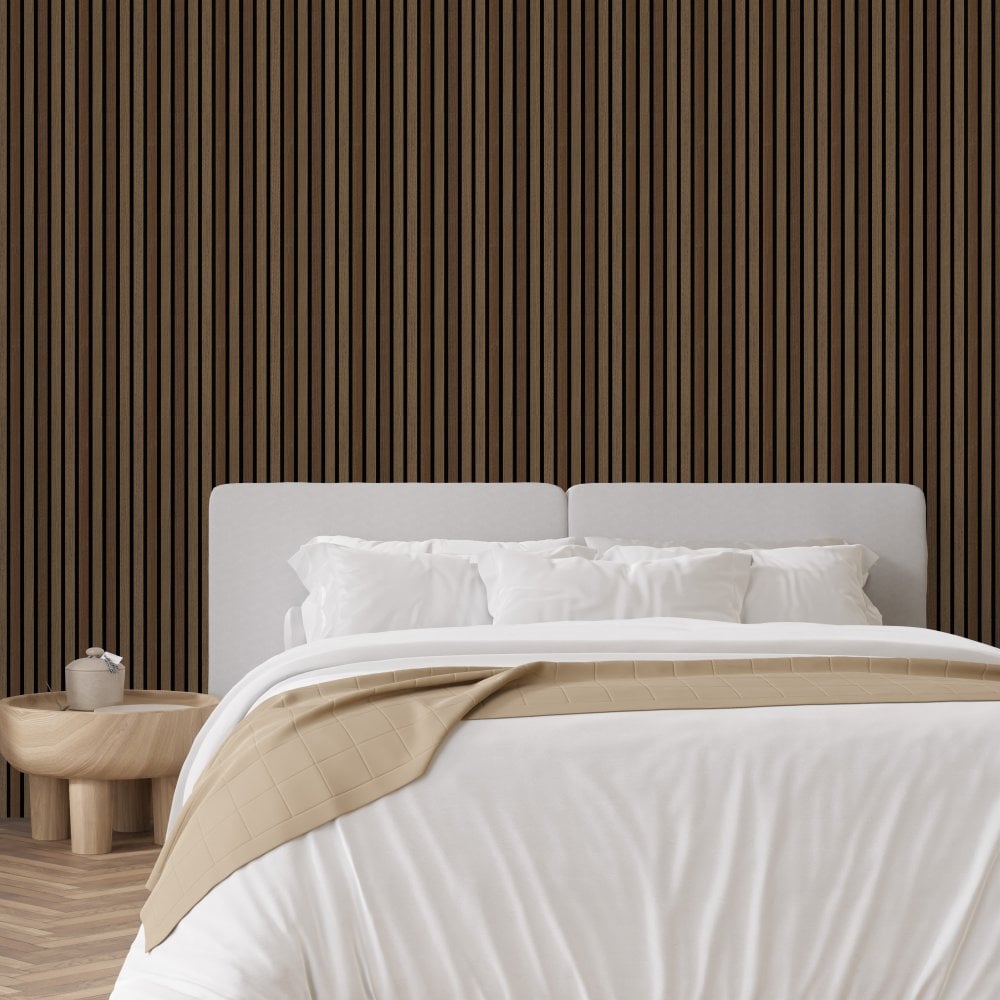 Walnut Premium Decorative Acoustic Slat Wall Panel - 2400mm x 600mm