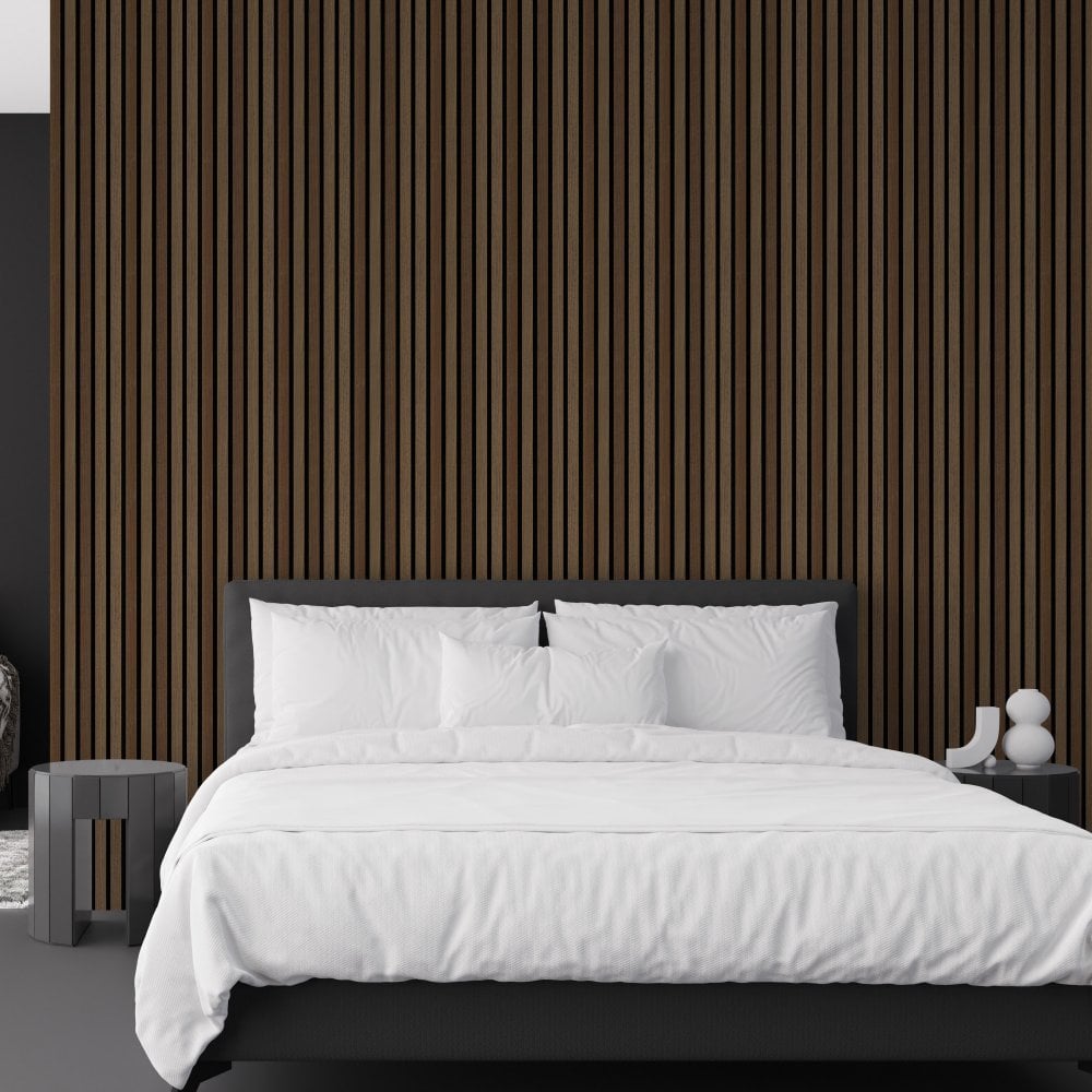 Walnut Premium Decorative Acoustic Slat Wall Panel - 2400mm x 600mm