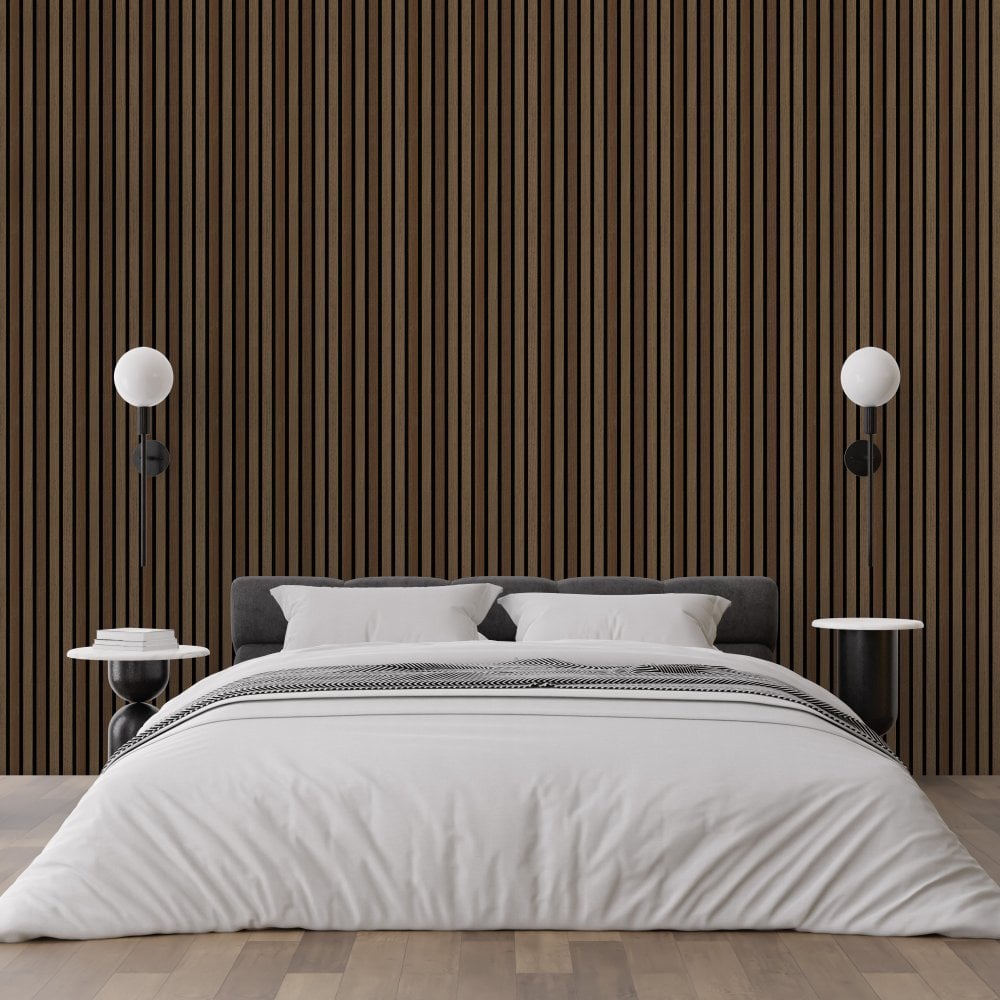 Walnut Premium Decorative Acoustic Slat Wall Panel - 2400mm x 600mm