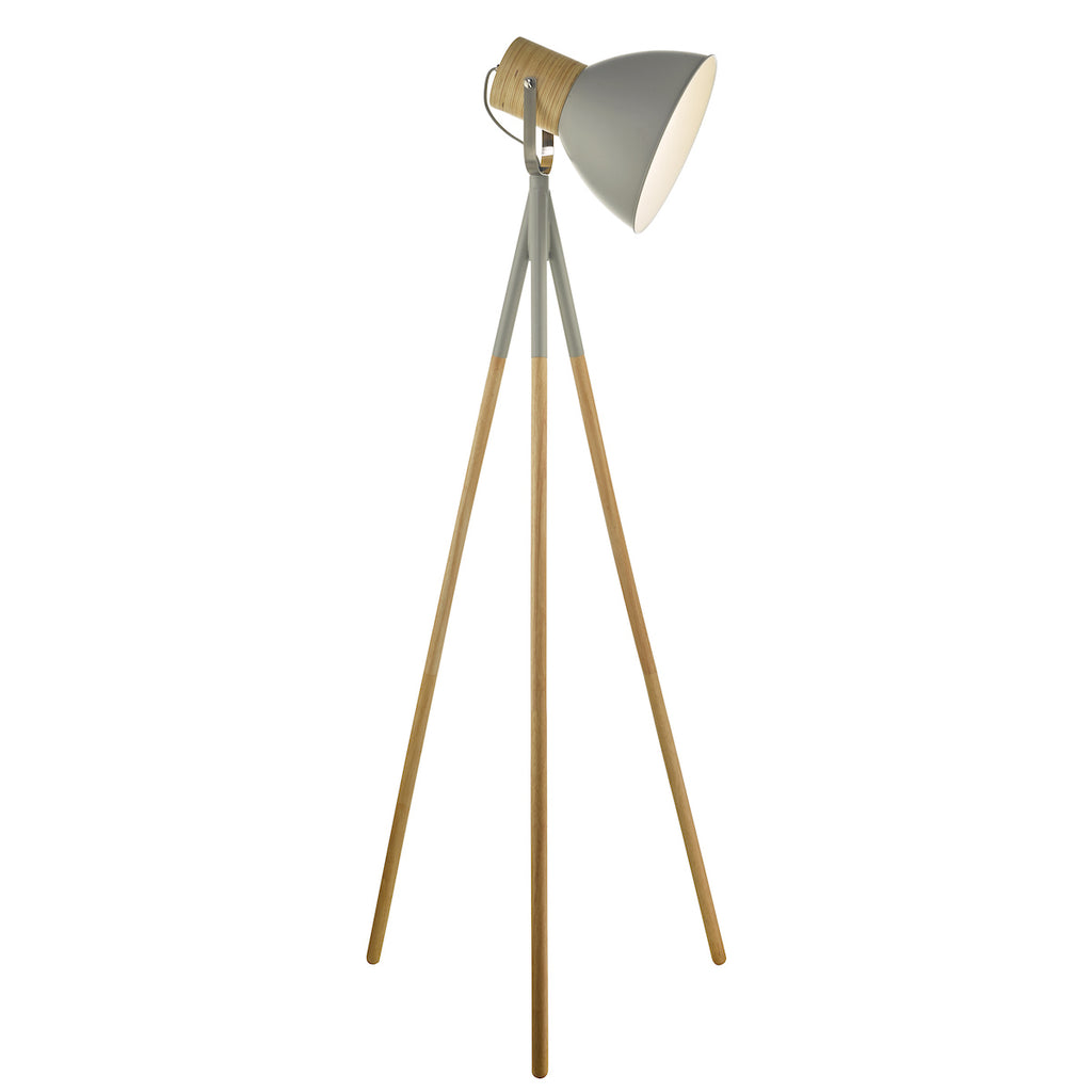 Adna Floor Lamp Grey &amp; Natural WoodMatt Grey