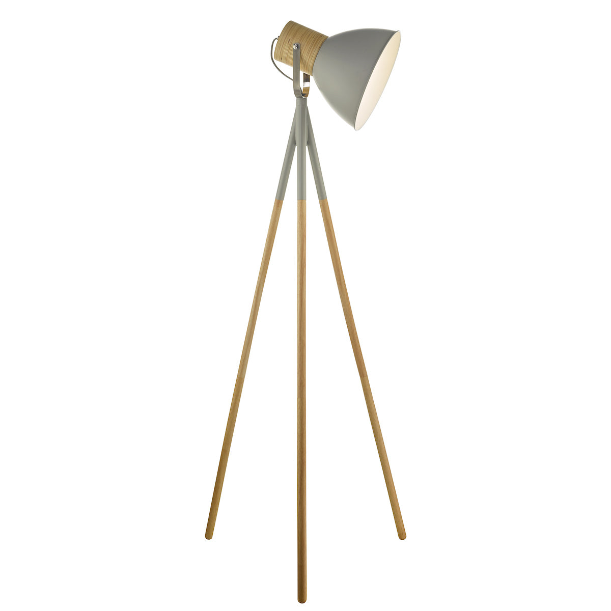 Adna Floor Lamp Grey &amp; Natural WoodMatt Grey