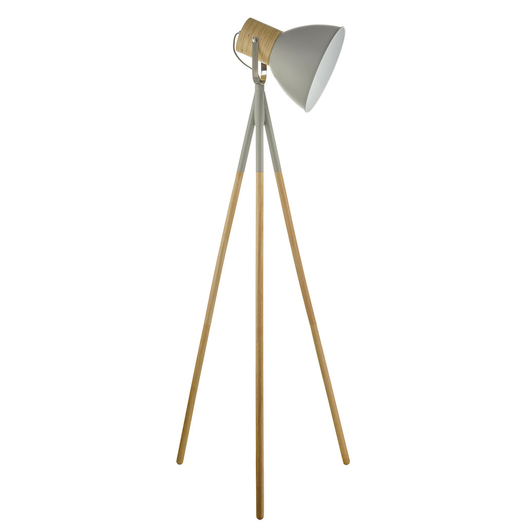 Adna Floor Lamp Grey &amp; Natural WoodMatt Grey