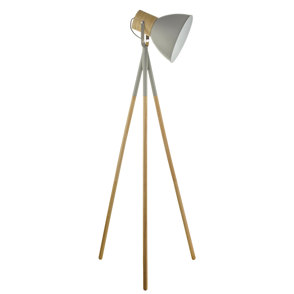Adna Floor Lamp Grey &amp; Natural WoodMatt Grey