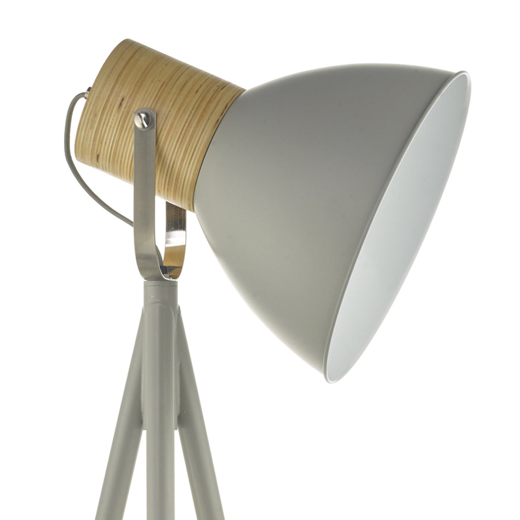 Adna Floor Lamp Grey &amp; Natural WoodMatt Grey