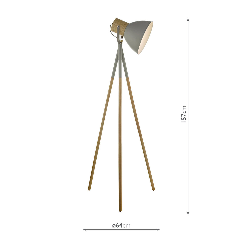 Adna Floor Lamp Grey &amp; Natural WoodMatt Grey