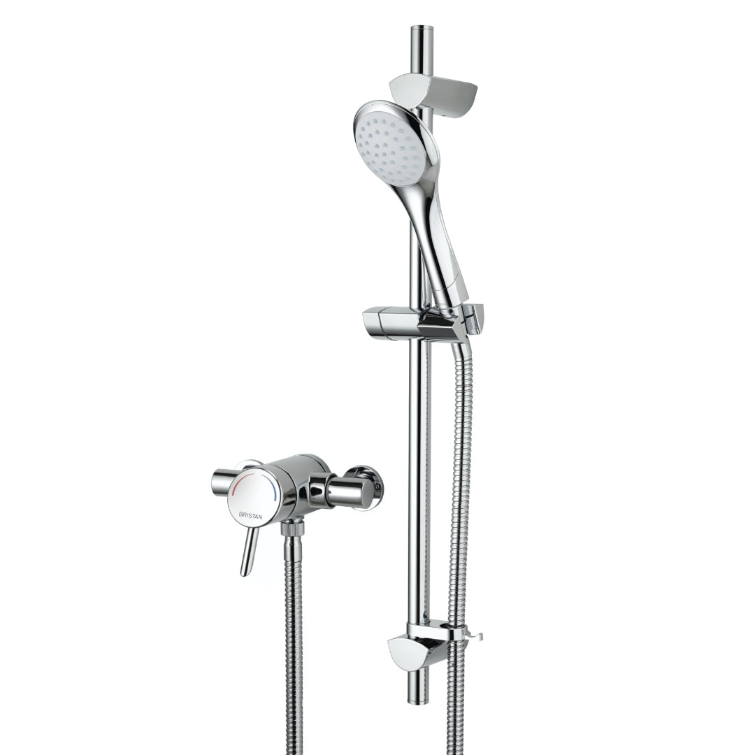 Bristan Acute Thermostatic Surface Mounted Shower Valve with Adjustable Riser - Chrome