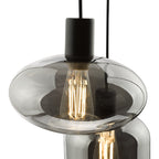 Aiden 3 Light Cluster Pendant Satin Black & Smoked<br>Smoked Glass