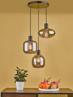 Aiden 3 Light Cluster Pendant Satin Black & Smoked<br>Smoked Glass