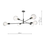 Alana 6 Light Pendant Black<br>Matt Black