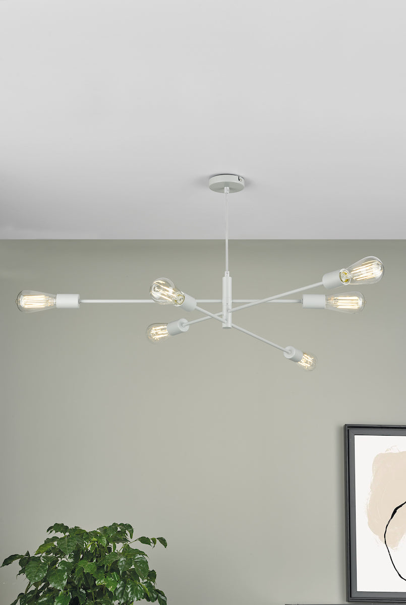 Alana 6 Light Armed Fitting Matt Grey<br>Matt Grey