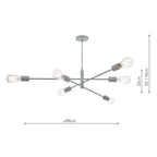 Alana 6 Light Armed Fitting Matt Grey<br>Matt Grey