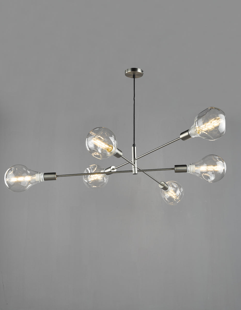 Alana 6 Light Pendant Satin Chrome<br>Satin Chrome