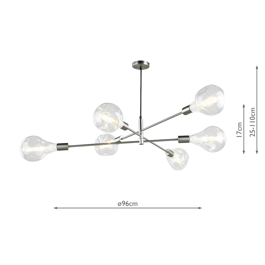 Alana 6 Light Pendant Satin Chrome<br>Satin Chrome