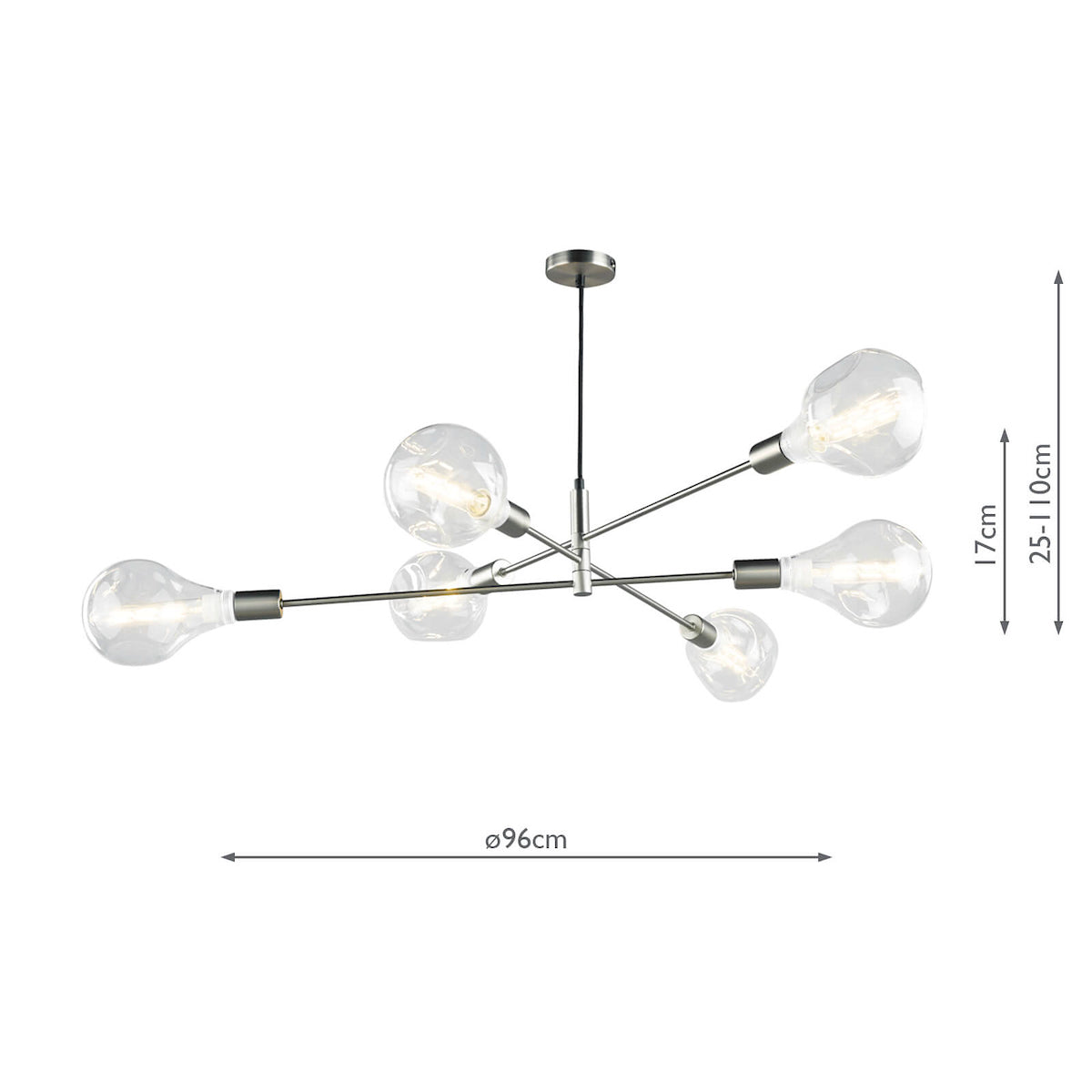Alana 6 Light Pendant Satin Chrome<br>Satin Chrome