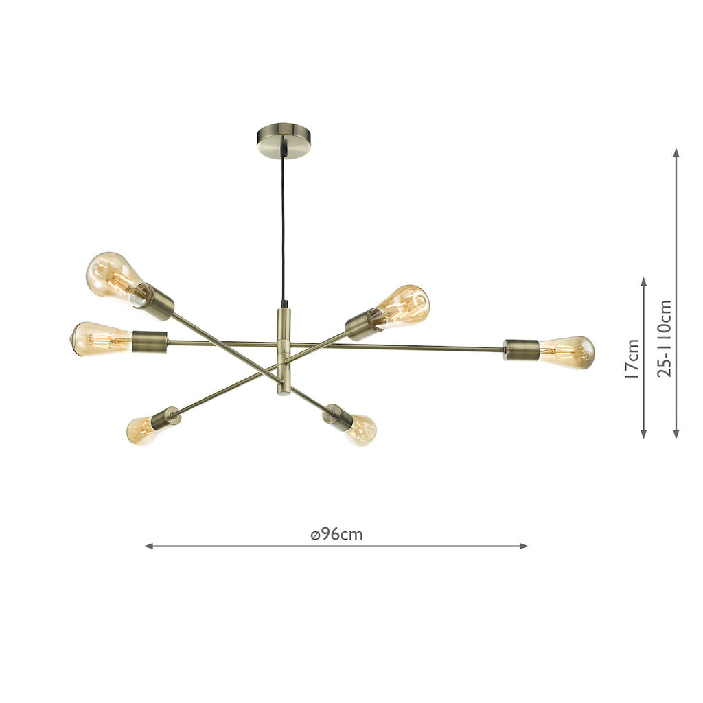 Alana 6 Light Pendant Antique Brass<br>Antique Brass