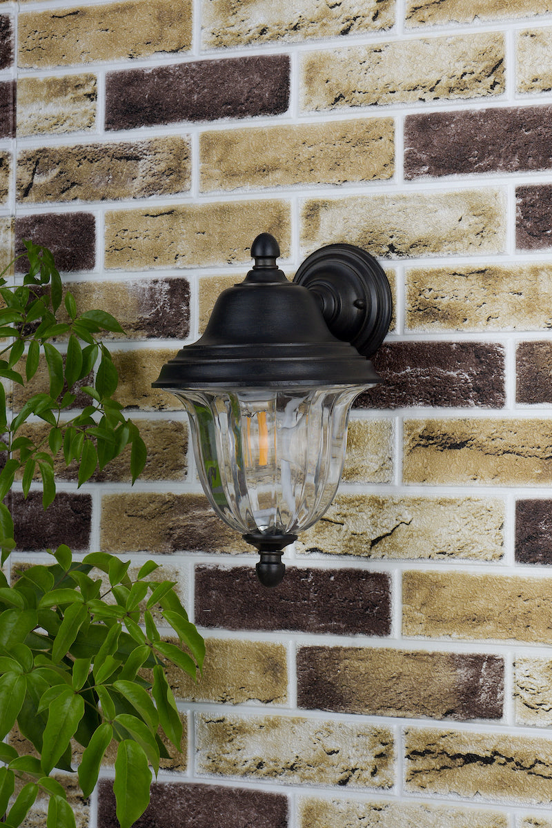 Aldgate Outdoor Wall Light Black/Gold Glass IP44<br>Matt Black Gold