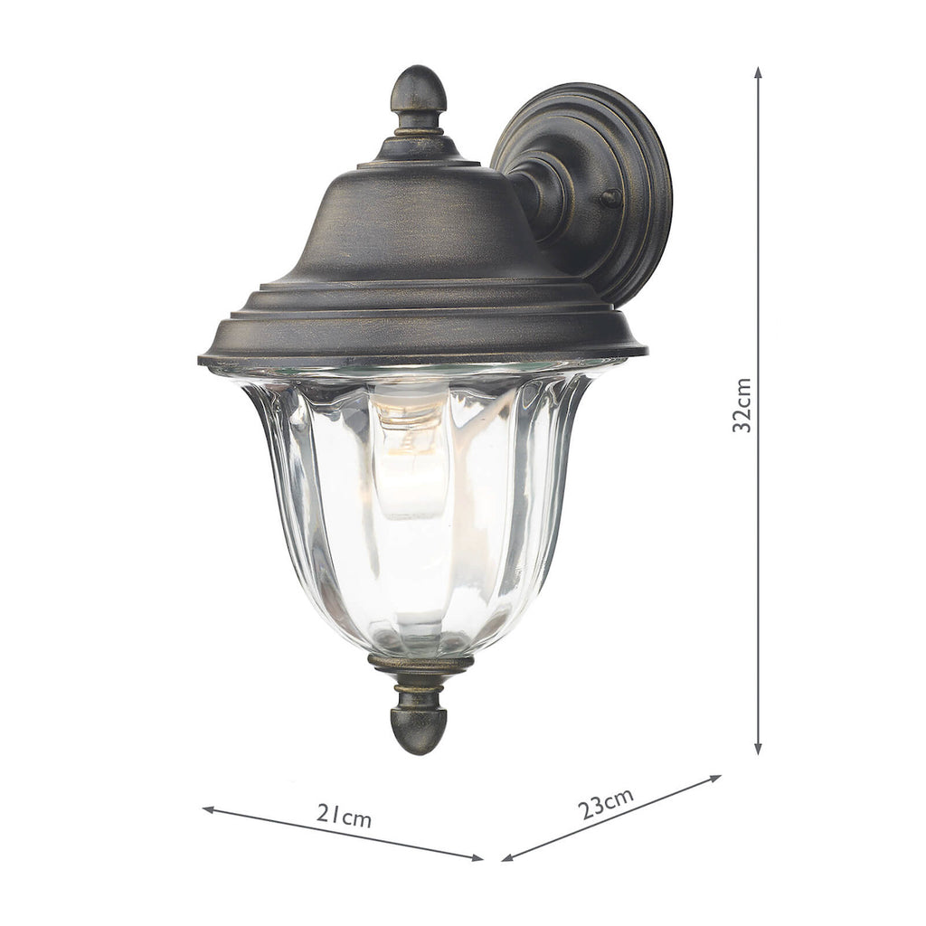 Aldgate Outdoor Wall Light Black/Gold Glass IP44<br>Matt Black Gold