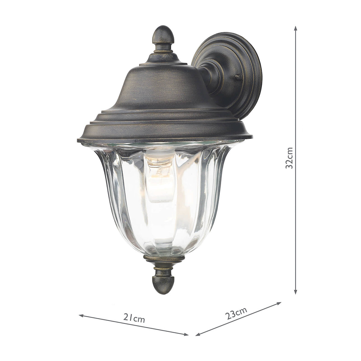 Aldgate Outdoor Wall Light Black/Gold Glass IP44<br>Matt Black Gold