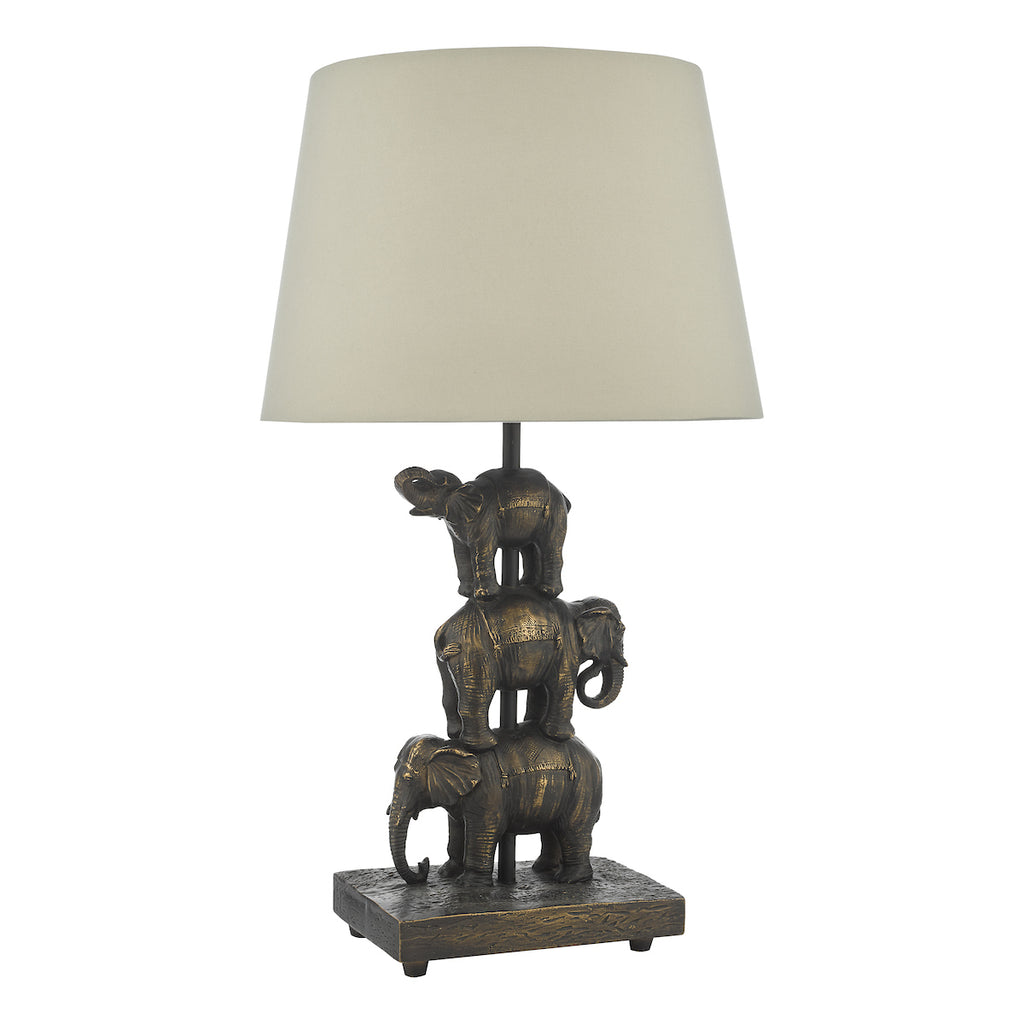 Alina Elephant Table Lamp Antique Bronze With Shade <br>Antique Bronze
