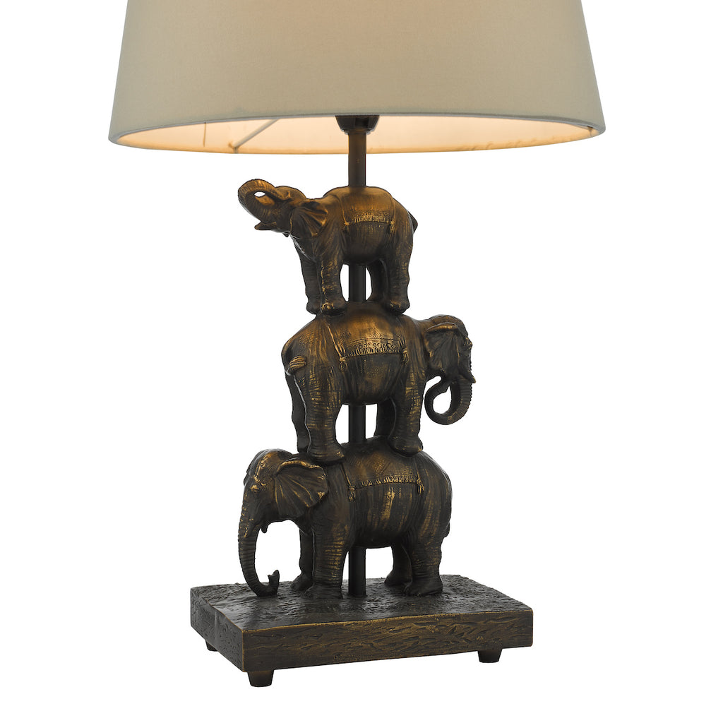 Alina Elephant Table Lamp Antique Bronze With Shade <br>Antique Bronze