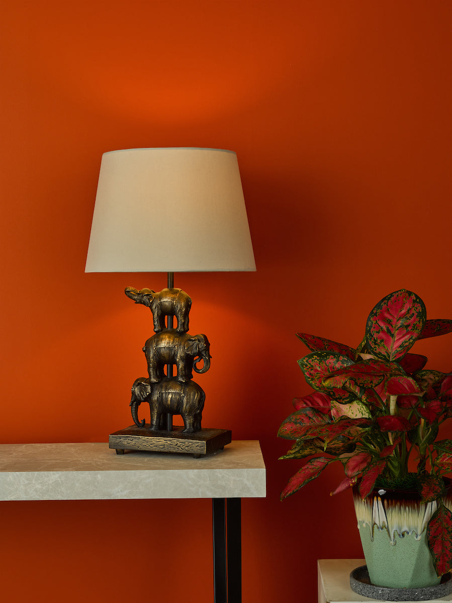 Alina Elephant Table Lamp Antique Bronze With Shade <br>Antique Bronze