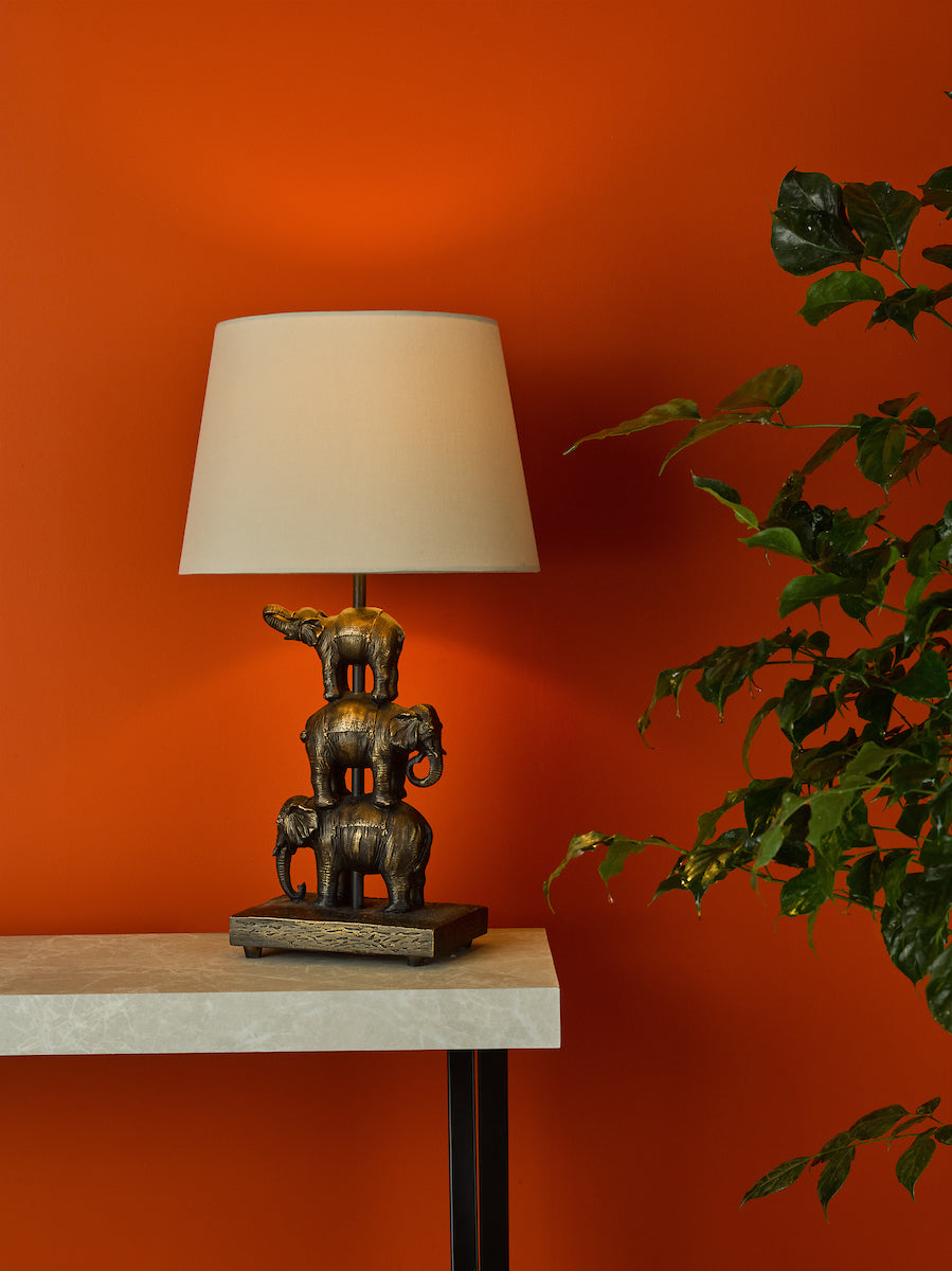Alina Elephant Table Lamp Antique Bronze With Shade <br>Antique Bronze