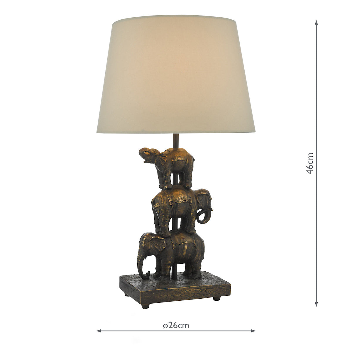 Alina Elephant Table Lamp Antique Bronze With Shade <br>Antique Bronze