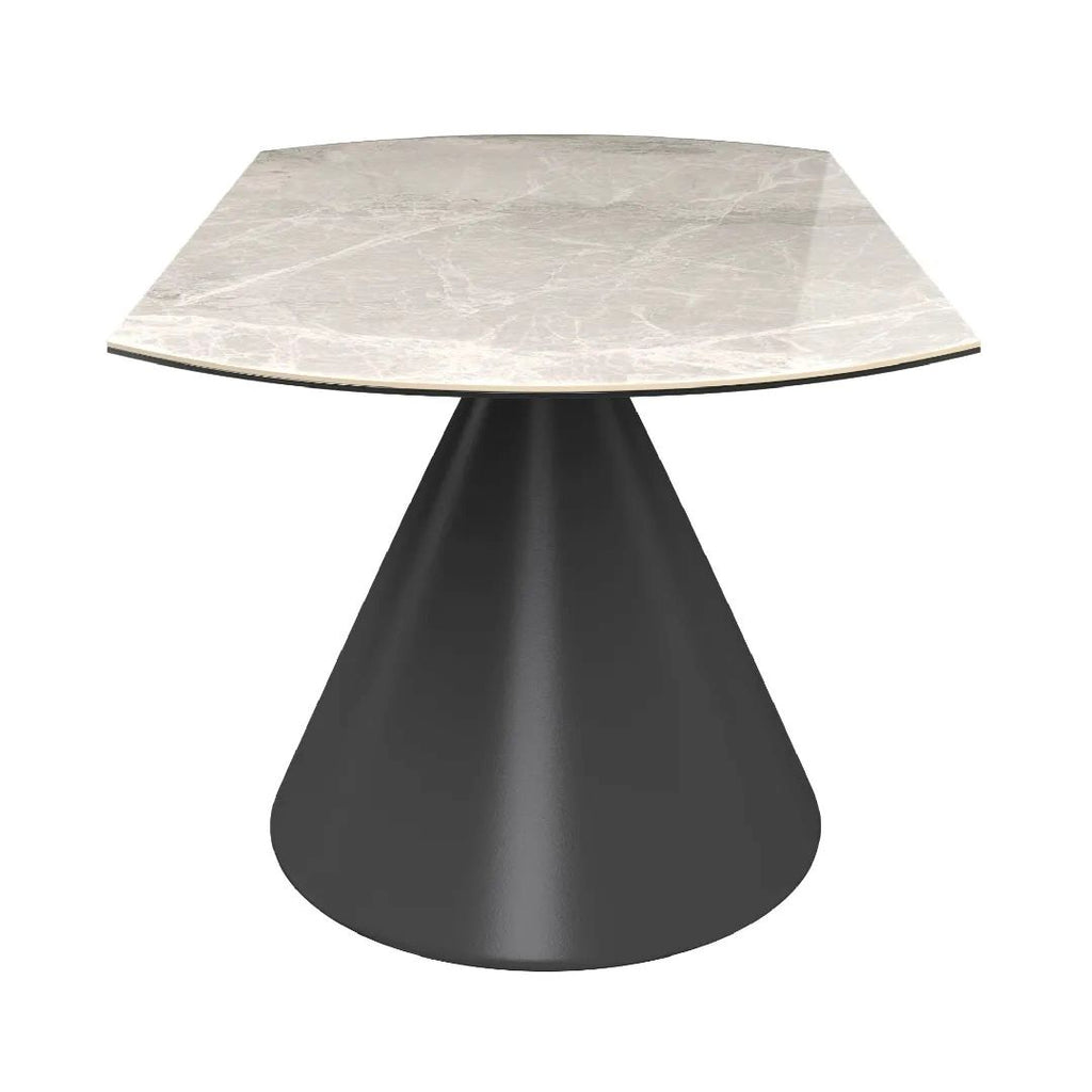 Alonso Gloss Light Grey Ceramic Extending Dining Table - 135cm