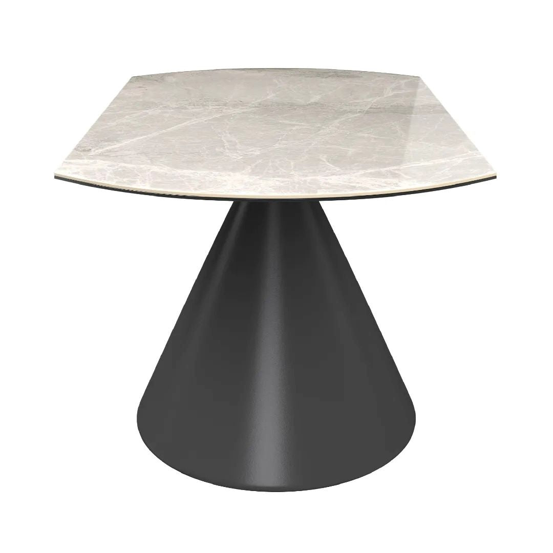 Alonso Gloss Light Grey Ceramic Extending Dining Table - 135cm