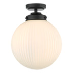 Alrik Bathroom Flush Matt Black Opal Glass IP44<br>Matt Black