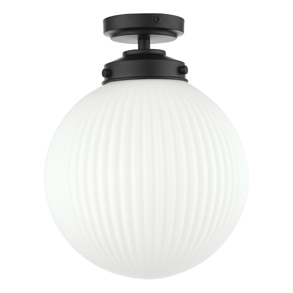 Alrik Bathroom Flush Matt Black Opal Glass IP44<br>Matt Black