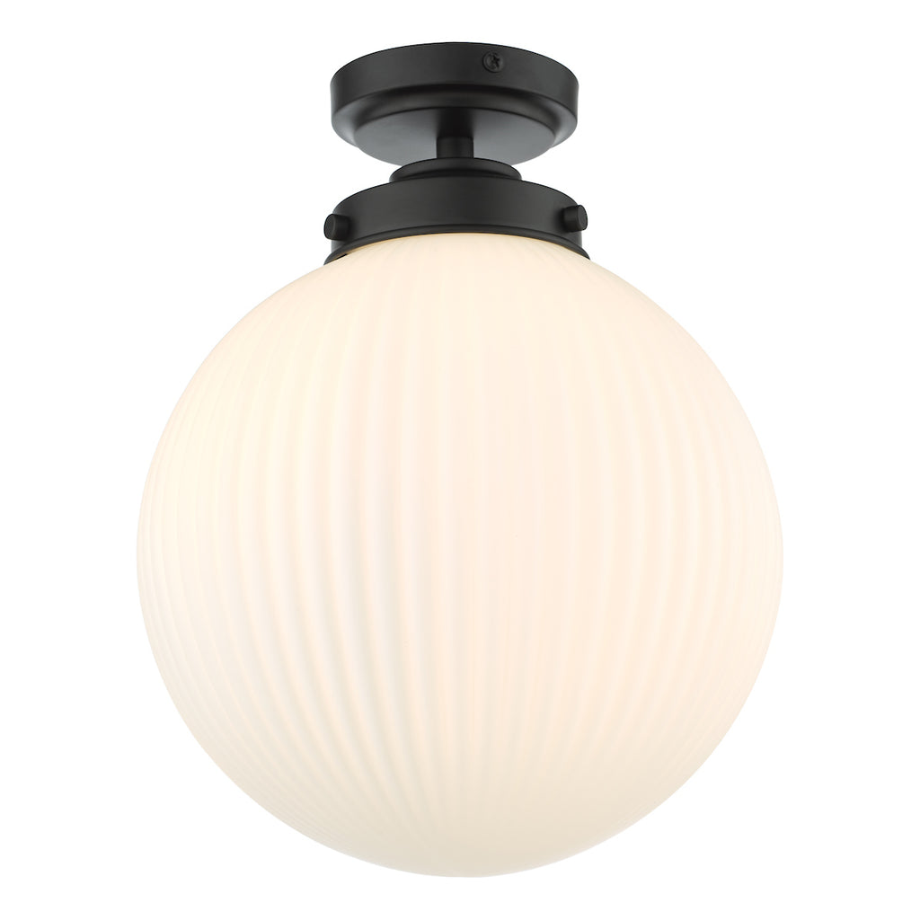 Alrik Bathroom Flush Matt Black Opal Glass IP44<br>Matt Black