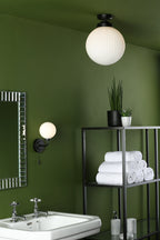 Alrik Bathroom Flush Matt Black Opal Glass IP44<br>Matt Black