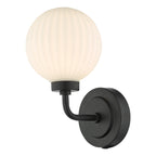 Alrik Bathroom Wall Light Matt Black Opal Glass IP44<br>Matt Black