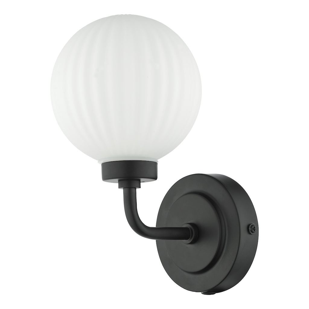 Alrik Bathroom Wall Light Matt Black Opal Glass IP44<br>Matt Black