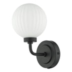 Alrik Bathroom Wall Light Matt Black Opal Glass IP44<br>Matt Black