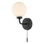 Alrik Bathroom Wall Light Matt Black Opal Glass IP44<br>Matt Black