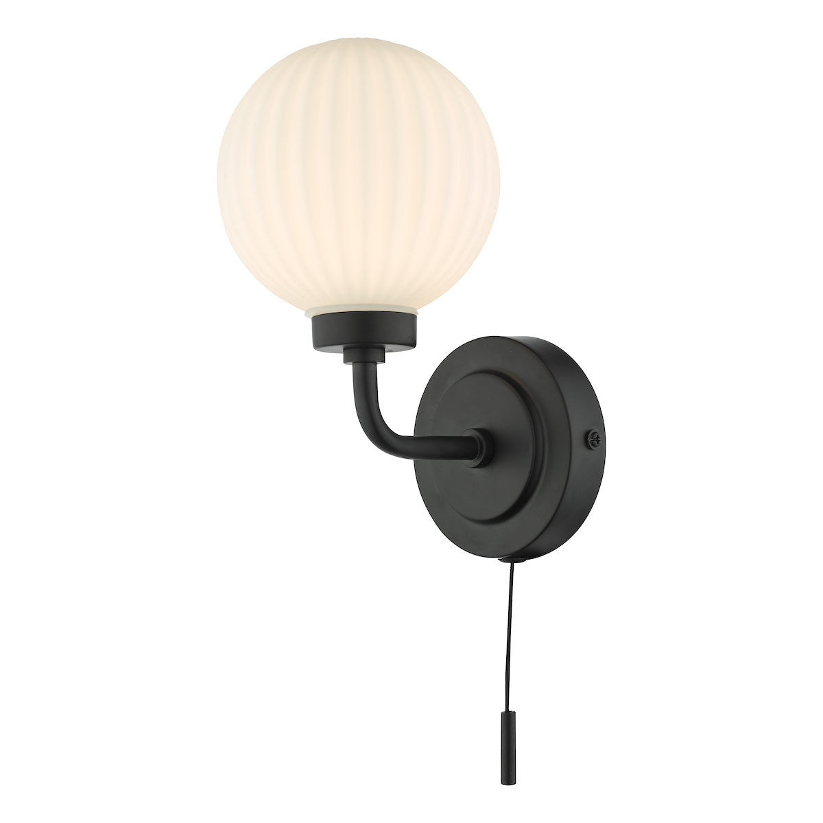 Alrik Bathroom Wall Light Matt Black Opal Glass IP44<br>Matt Black
