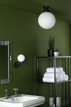 Alrik Bathroom Wall Light Matt Black Opal Glass IP44<br>Matt Black