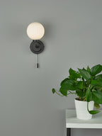 Alrik Bathroom Wall Light Matt Black Opal Glass IP44<br>Matt Black