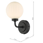 Alrik Bathroom Wall Light Matt Black Opal Glass IP44<br>Matt Black