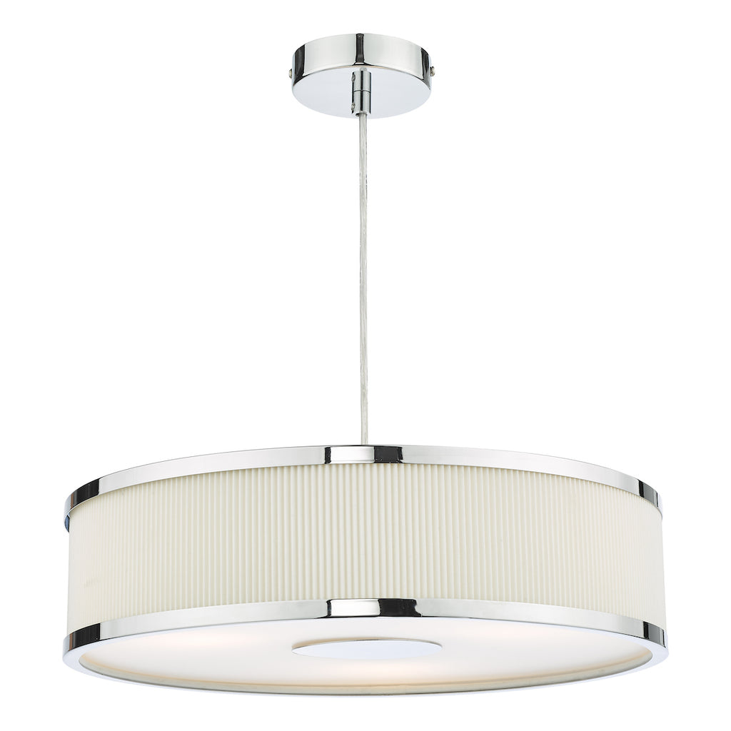 Alvaro 3 Light Single Pendant Polished Chrome Ivory<br>Polished Chrome